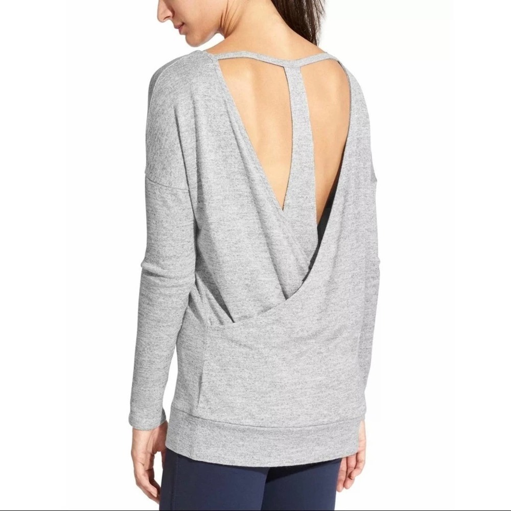 Athleta Gray Pose Layered Open Back Top Size XXS
